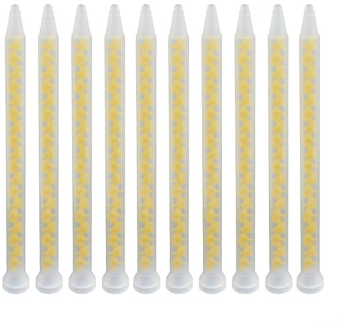 10 mezcladores estáticos en espiral 10-18 para adhesivos de dos componentes, incluyendo poliuretano epoxi y silicona con diámetro de salida de 3 mm y montaje de bayoneta (B)