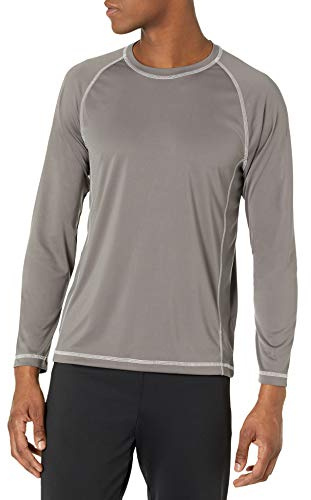 Amazon Essentials Men's Långärmad badtröja snabbtorkande SPF 50, Kolsvart, L