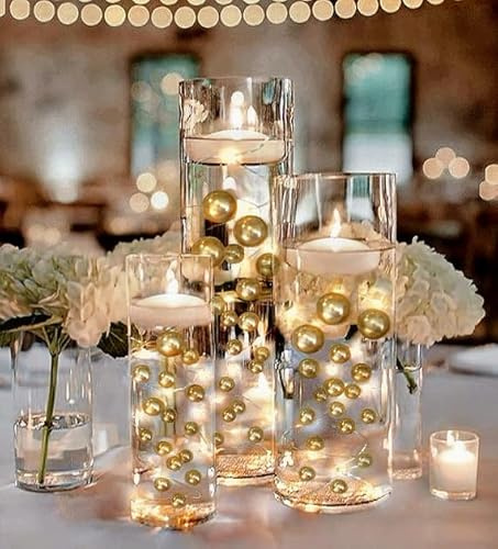 100 Floating Gold Pearls with Gold Gems