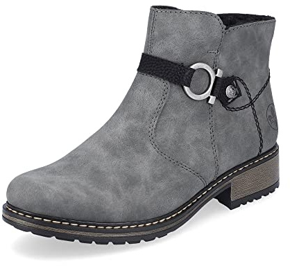 Rieker Damen Ankle Boots Z6869, Frauen Stiefeletten,gefüttert,Winterstiefeletten,Stiefel,Bootee,Booties,halbstiefel,grau (45),36 EU / 3.5 UK