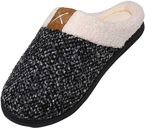 Mishansha Bekväma tofflor för män kvinnor mjuka tofflor i minnesskum storlek 36–47, Varm vit, 44/45 EU