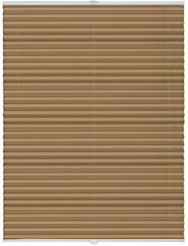 ondeco Plissee ohne Bohren mit Klemmträger, Sonnenschutz für Fenster innen, Jalousien Fenster ohne Bohren Blickdicht, Faltrollo Sichtschutz für Tür Fensterrahmen, Rollo Cappuccino 90x130 cm
