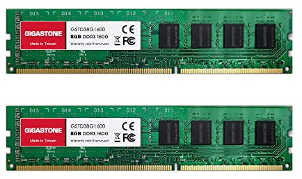 DDR3 RAM: Gigastone RAM, 16 GB (2 x 8 GB), DDR3, 16 GB, DDR3-1600 MHz, PC3-12800, CL11, 1,5 V, UDIMM, 240-polig, ungepuffert, Nicht-ECC, für PC, Computer, Desktop-Speichermodul, RAM-Upgrade-Kit (nur