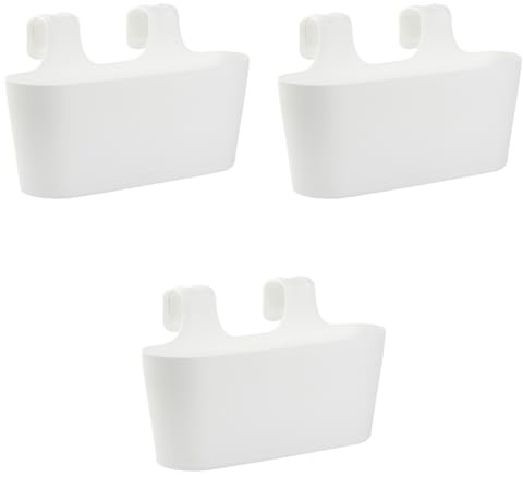 Gariella - 3 x Blumenkasten in Weiß, Hängekasten, Geländer-Montage, Balkon, Außenbereich, 5,5 L, oval, Kunststoff, Übertopf, Pflanzkasten, Blumentopf zum Hängen, Wasserspeicher, Untersetzer