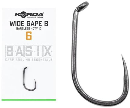 Korda Basix Wide Gape Barbless Größe 6 KBX006 Haken Hook Hooks Angelhaken Karpfenhaken