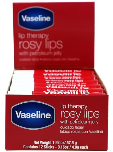 Vaseline Lip Rosy, Fast-Acting Nourishment, Ideal for Chapped, Dry, Cracked, or Damaged Lips, Lip Balm,12 Sticks, 1 Box