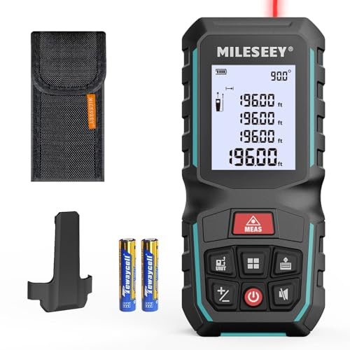 MiLESEEY G2 200FT Laser Measurement Tool with ±0.06 Inch Accuracy, Distance Area Volume Measure and Pythagoras, Portable Handle Laser Measure with ft/in/ft+in/m Unit Switch & Digital Angle (200FT)