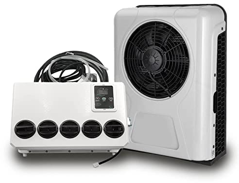 DISHENGZHEN Climatiseur RV 12 Volts CC, unité de climatisation de Cabine de Camion électrique Split Energy pour unité de climatisation Semi-Camion de Camping-Car, EAC1009.12.W, Blanc