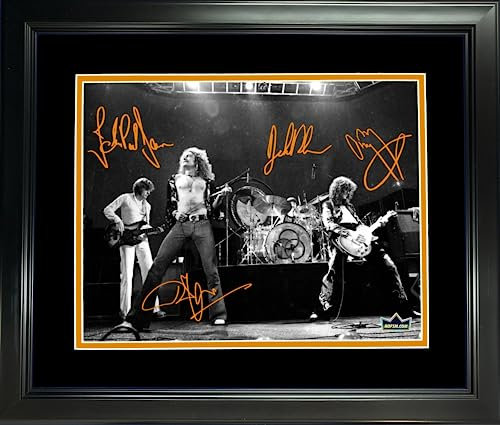 Gerahmte LED-Zeppelin-Rockband-Faksimile, lasergravierte Signaturen, Auto, 27,9 x 35,6 cm, Musikfoto, HOFSM Holo