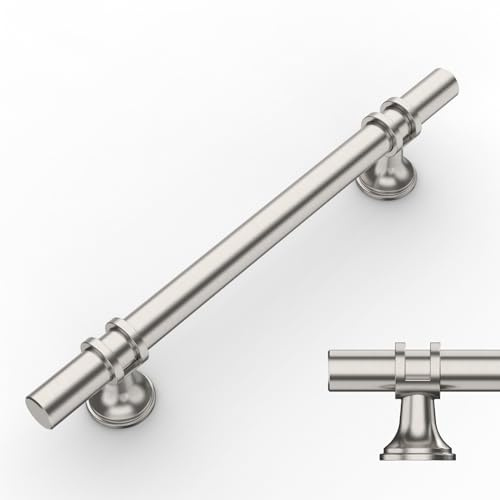 Amerdeco 10 Stück Möbelgriffe Gebürsteter Nickel, 128mm Lochabstand, Schrankgriffe, Küchengriffe, Schubladengriffe für Küchenschränke und Kleiderschränke UK0002