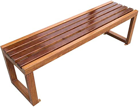 Gartenbank für den Außenbereich, 3-Sitzer-Bänke für die Gartenterrasse ohne Rückenlehne, wetterfeste, korrosionsbeständige Sitze aus massivem Holz mit Lattenrost