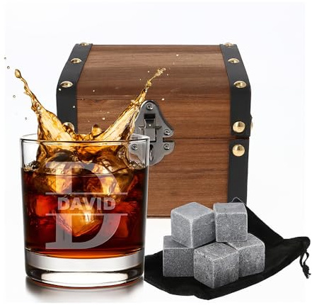 Whiskey Glas mit Gravur (Name & Buchstabe) I Monogramm Design I Personalisiertes Whiskyglas für Männer & Camper Geschenk, Geschenkidee