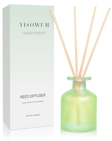 YISOWUH Difusor de Varillas - Jasmine Lily 3.38oz (100ml) Paquete de 1 difusor de Varillas de Aceite Esencial con 8 Varillas, Fragancia Duradera para el hogar, el baño, el Dormitorio