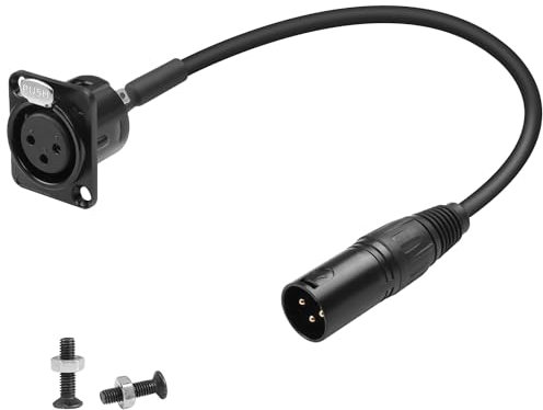 QIANRENON Adaptador de Cable XLR Corto - Conector de 3 Pines Chapado en Oro, Hembra a Macho, para Montaje a Granel, Micrófono e Iluminación de Escenario