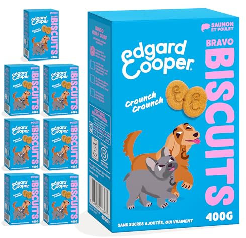 Edgard & Cooper Natürliche Leckereien – Bravo Kekse – Lachs und Huhn – (7 x 400 g), ohne Getreide, hochwertiges Frischfleisch, reich an Aminosäuren für EIN gesundes Verdauungssystem