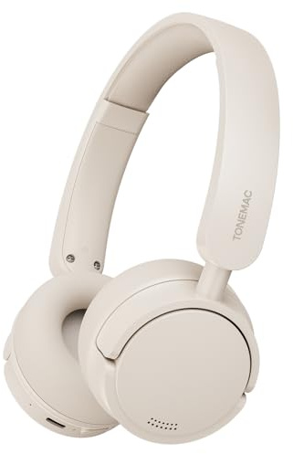 TONEMAC Cuffie Wireless Bluetooth,H1 Auricolari Bluetooth 5.3,Cuffie On Ear Bluetooth con Microfono,fino a 50 Ore di Autonomia e Ricarica Veloce,Connessione Multipoint,Leggere e Confortevoli (bianco)
