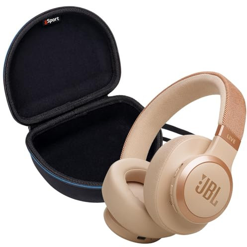 JBL Live 770NC Wireless Over Ear Noise Cancelling Headphone Bundle with gSport EVA Case (Sandstone)