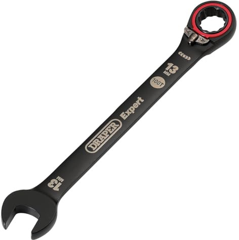 Draper 03903 Expert HI-TORQ Metric Reversible Ratchet Combination Spanner, 13mm, Black