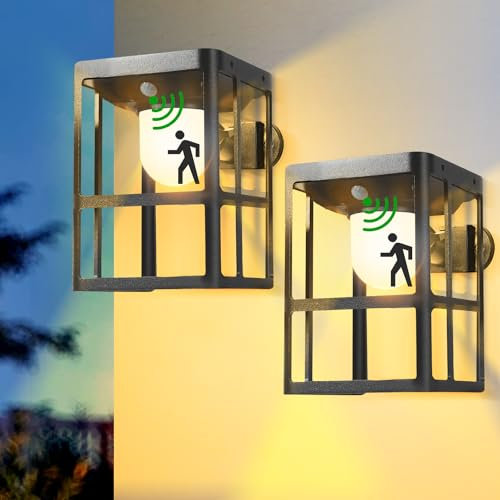 ZKLiLi Luces solares de pared para exteriores, aplique solar de pared con 3 modos de iluminación y sensor de movimiento, luces solares para porche del anochecer al amanecer, valla de patio delantero