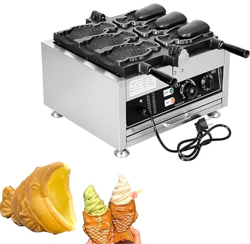 Commercial Ice Cream Burger Machine, 3 Openings Taiyaki, Temperature Range: 50~300°C, Timer Setting: 0~5 Minutes, Suitable for Coffee Shops, Bars, Restaurants, Milk Tea Shops, Etc.