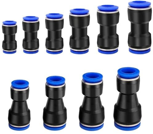 50/100PCS Pneumatische Fittings Schnellkupplung Luft Kunststoff Schlauch Rohr Anschlüsse PU PG 4mm 6mm 8mm 10mm 12mm Push In Pluglug (Color : PG 10-6, Size : 100 PCS)