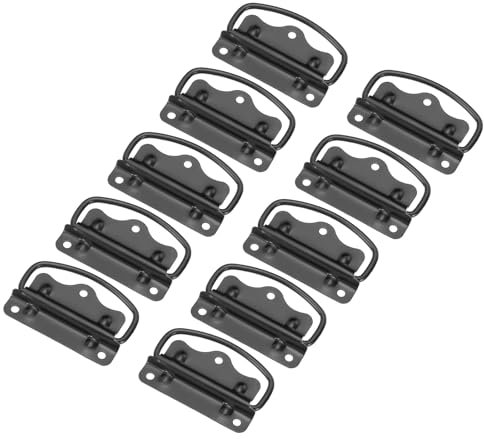 QUARKZMAN Cassapanca Maniglie 10pz - Acciaio Inox Maniglie Tiranti Pieghevole Maniglia per Legno Cassetta Portautensili Cassetta Portagioielli Cassetta Industriale Taglio Piano Baule (Nero)