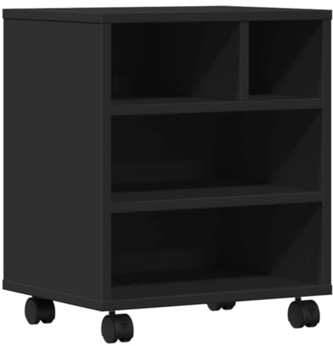 vidaXL Druckerständer, Druckerhalter mit Rollen, Druckertisch Druckerwagen für Büro Zuhause, Rollwagen Büroschrank Beistelltisch, Schwarz