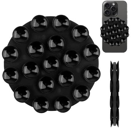 Rund doppelseitig saugnapf handy silikon handyhalterung saugnapf, noppen saugnapf handyhülle Für Glas Oder Spiegel, handy saugnapf halterung Für Alle Handy-Modelle (Schwarz, 1 Stück)