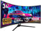 Gawfolk 34 Inch Ultrawide Curved 144Hz Gaming Computer Monitor 1500R PC Screen、21:9 UWQHD (3440x1440),Adaptive Sync,178° Viewing Angle,Display Port、HDMI,Compatible with Wall mounting - Black