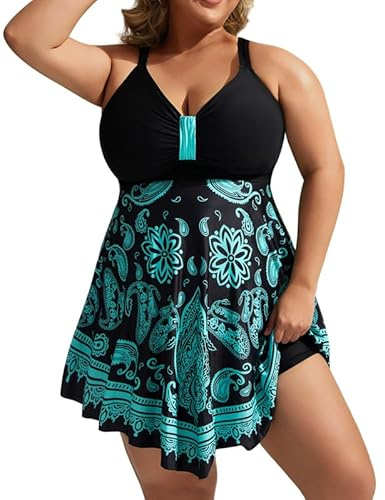Hanna Nikole Badekleid Damen Bauchweg GroßE GrößEn Einteiler Badeanzug Shape Bademode GerüSchter Schwimmanzug Weiche Strandmode Mit Badeshorts &Verstellbarer Schultergurt