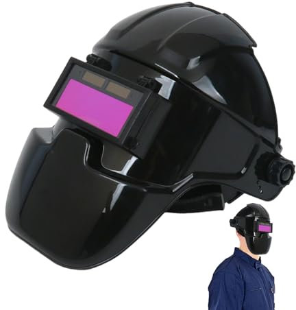 Casco de soldadura con oscurecimiento automático,Casco de soldadura con atenuación automática | Casco con capucha para soldar | Casco de soldadura de protección ligera para soldador de pulido de solda