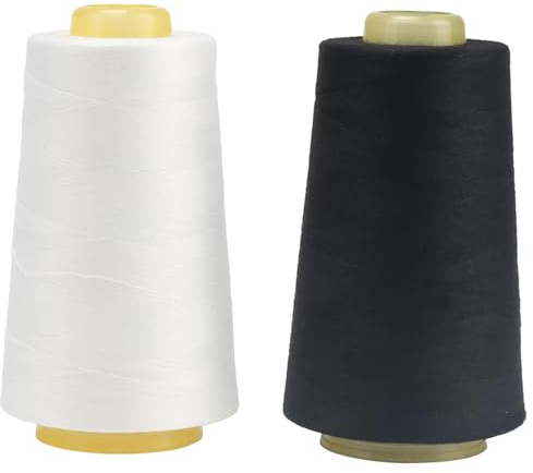 FOGAWA 2 rotoli Rocchetti di filo da cucito 40S/2, 3000 Yards Filato da cucito universale poliestere filo da cucito a mano Filo da cucire per Cucito, Quilting, Patchwork (Bianco+Nero)