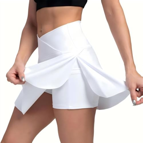 Augesak Jupe de Tennis Femme Short Taille V Croisée, Jupe Short Femme pour Golf, Course à Pied, Randonnée