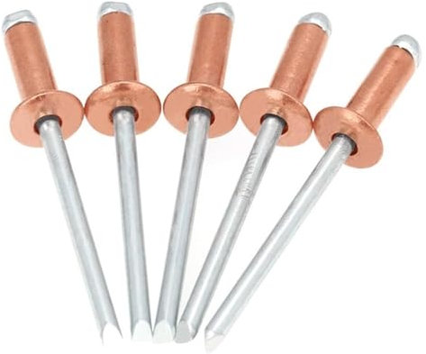 Rivetti in rame, rivetti ciechi in rame da 30/50 pezzi, rivetti in acciaio rame bronzo di tipo aperto con testa a cupola(2.4x4 Mm,50Pcs)