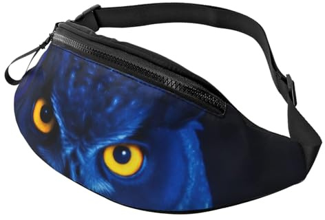Modische Bauchtasche mit blauer Eule, Bauchtasche und Brusttasche, verstellbare Hüfttasche für Damen und Herren, sicherer Reißverschluss, leicht und kompakt, perfekt für Reisen, Sport, Wandern,