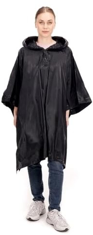 Aolegoo Regenponcho, Wiederverwendbarer Unisex-Regencape Mit Aufbewahrungsbeutel FFür Fahrrad, Camping, Konzert, Festival (DE/NL/SE/PL, Alphanumerisch, Einheitsgröße, Regular, Regular, Schwarz)