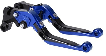 A ABSOPRO Brems- Und Kupplungshebel Für Yamaha YZF R1 15-22 1 Paar | Aluminiumlegierung, Blau Kopf Schwarzer Griff, 6-Fach Verstellbar, 90 Grad Faltbar, Kurz, Lang