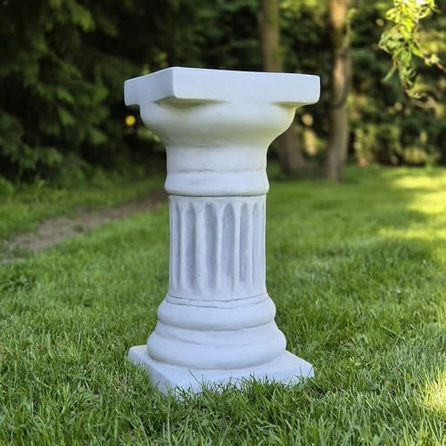 FABRIQ Colonna dorica in pietra, grigio anticato, altezza 39 cm, superficie di base 18 x 18 cm, decorazione da giardino, base resistente alle intemperie