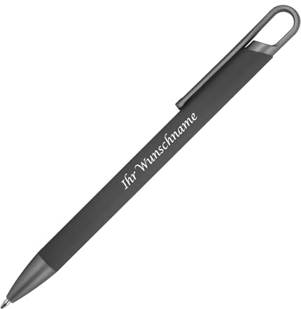 Livepac-Office 10x Gummierter Soft Touch Gel Kugelschreiber aus Metall mit Gravur/anthrazit