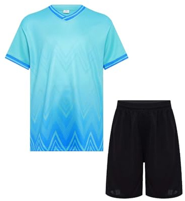 Freebily Completo Sportivo Bambini Ragazzi Maglia da Calcio e Pantaloncini Sportivi Tuta da Ginnastica Allenamento Estivo Uniformi da Calcio e Basket Set Manica Corta D Verde chiaro 15-16 anni