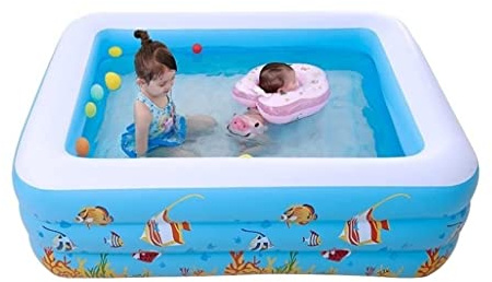 GOOPEEG Fiesta Acuática Piscina Hinchable 180 X 140 X 60 Cm Piscina Hinchable Familiar para Adultos Piscina Infantil Rectangular Centro de Juegos