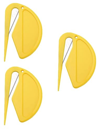 Spunklad 3Pcs Letter Opener, Wrapping Paper Cutter, Parcel Opener Cutter, Box Cutters Safety Knife, Letter Openers with Stainless Steel Blade (Yellow)