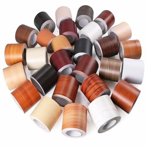 Battiscopa Passacavi Adesivi for battiscopa in PVC autoadesivi, impermeabili, con bordo in legno, for decorazioni for la casa(Dark Brown-5cm x 5m)