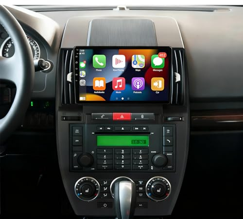 2+64G Autoradio für Landrover Freelander 2 2007-2012 Drahtloses Carplay Android Auto Head Unit Radio 9 Touchscreen 2 Din Radio Android 14 GPS Navi Bluetooth FM/RDS Rückfahrkamera EQ Mirror Link