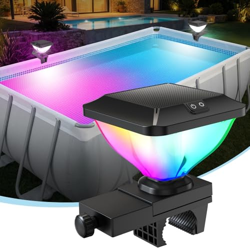 DeeprBling Luci Solari Piscina con Struttura in Telaio, Luci Piscina RGB con Effetti Luminosi Dinamici, Luci LED per Piscina Impermeabile IP68, Luce Piscina Fuori Terra con Alta Luminosità - 1 Pezzo