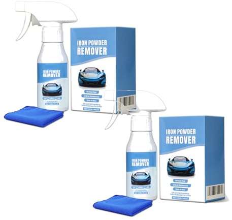 Car Rust & Iron Particle Removal Spray, Iron Powder Remover,Rust Stain Remover for Car,Instant Remover Cleaner, Heavy Duty Alloy Wheel Cleaner, Metal Tools Rust Dissolver (2)