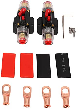 ZAICOLER Interruttore Automatico in Marino Ad Alta Corrente 12-24 V con Ripristino Manuale per Audio di Barche per Auto, Capicorda per Batteria da 2 Pezzi e Tubi Termorestringenti Inclusi Facile (40A)