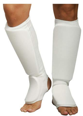 Cloth Shin & Instep Guard for Taekwondo, Martial Arts, MMA Foot Protective Gear Protector for Sparring (White, Child Large)