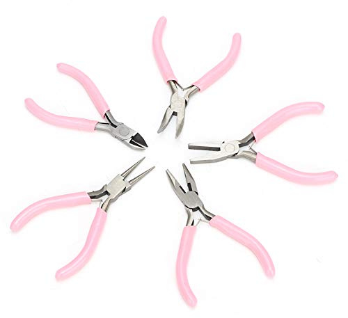 Kit de 5 mini pinces en métal rose – Haute dureté, conception ergonomique, outils à main polyvalents pour la création de bijoux et les projets de bricolage
