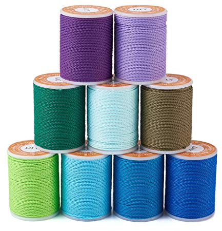 Beadthoven - Cordini in poliestere cerato, 1 mm, 98,74 m, filo di macramè per bracciali, perline, cucito, gioielli, collane fai da te, 9 colori